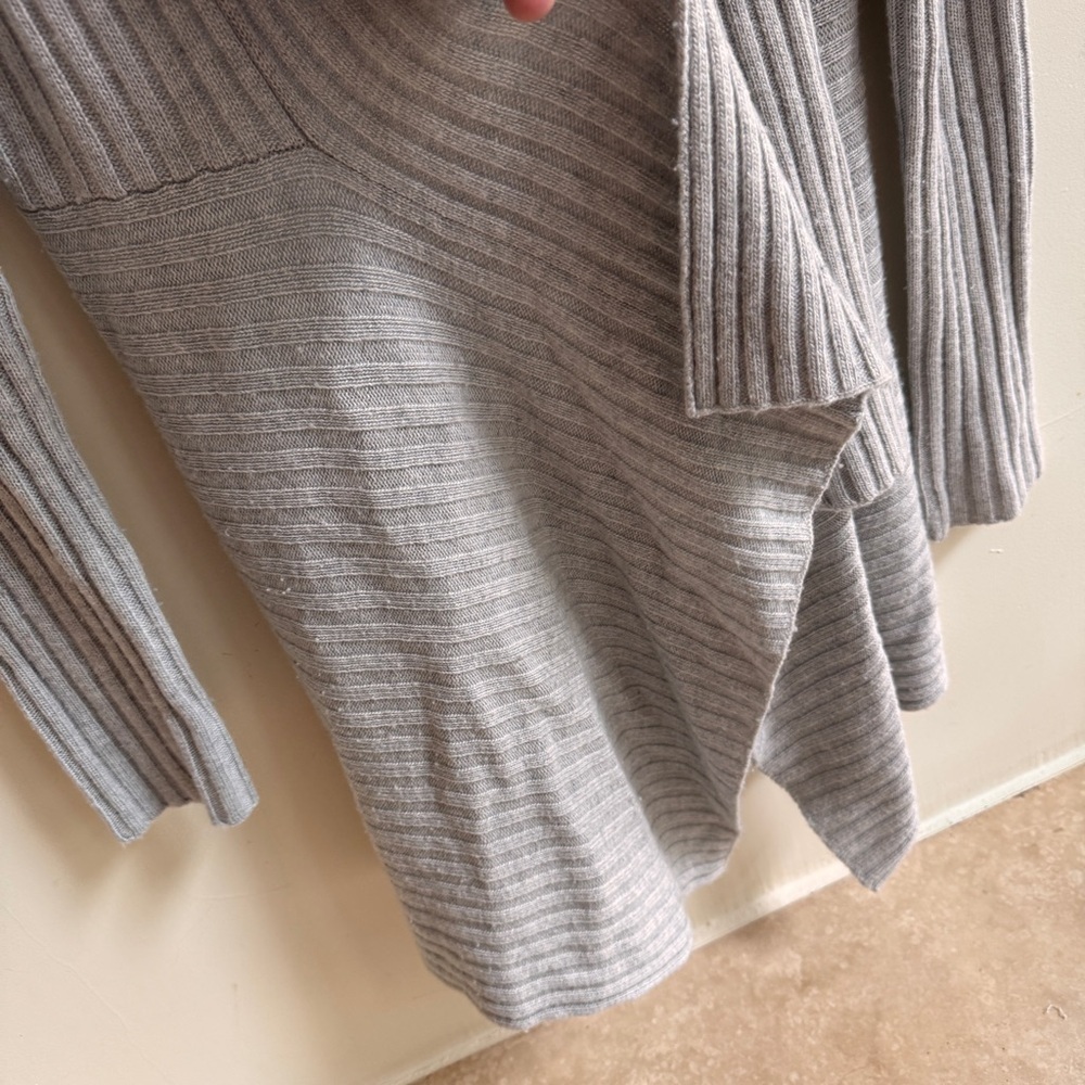 Autumn Cashmere Light Gray Open Front Ribbed Cashmere Cardigan Womens Size S - Picture 5 of 14